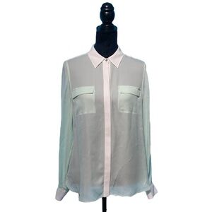 White House Black Market Silk Long Sleeve Button-Up Top - Size 8